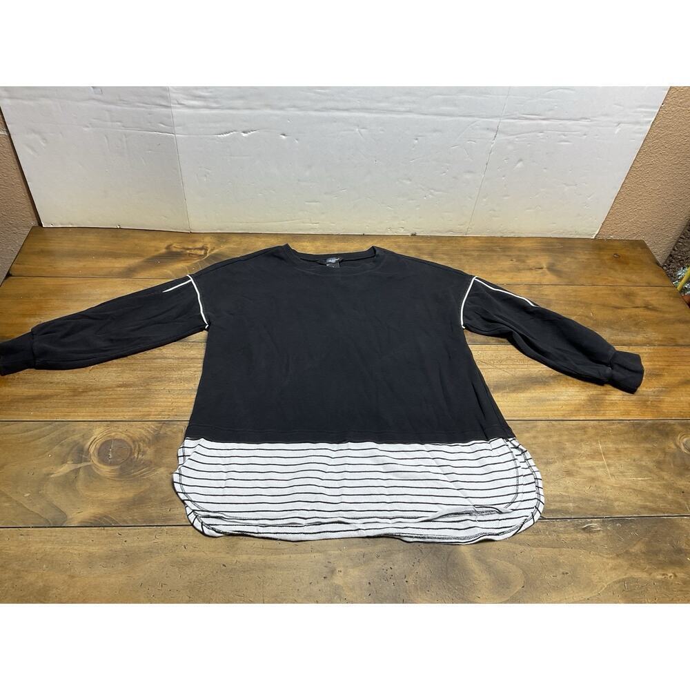 Ali Miles Striped Black White Tunic Top Size Small